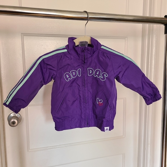 Vintage Adidas Baby Girl Athletic Sporty Wind Breaker Jacket with Heart Detail